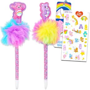 Care Bears Pens Set - Bundle with 2 Pom Pom Pens, Stickers, and Bookmark Office Supplies