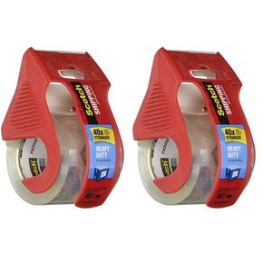Scotch Hight Dick Shipping Tape Clear ، 1.5 "Core ، 1.88" × 22.2 ياردة ، موزع أحمر (142) (حزمة 2)