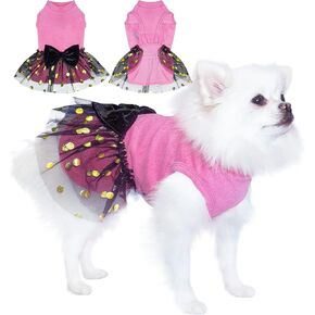 TONY HOBY Dog Dress, Outfits Dog Party Dress, Dog Princess Dress with Lace, Dog Skirt Soft and Breathable for Small Medium Dog (Purple, XS)