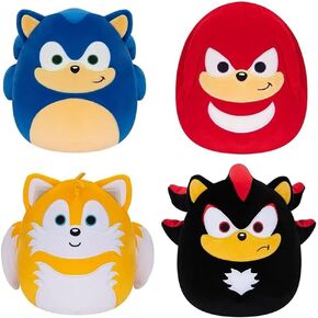 Squishmallows Kellytoy SEGA Sonic, Knuckles, Tails, Shadow Plush Toy (8/'' Set of 4 Sonic), 8 inch (SQK2821)