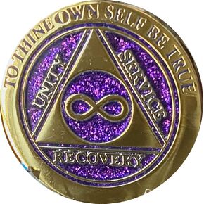 RecoveryChip Infinity AA Medallion الأنيقة الأرجواني بريق الذهب الفضي الفضة