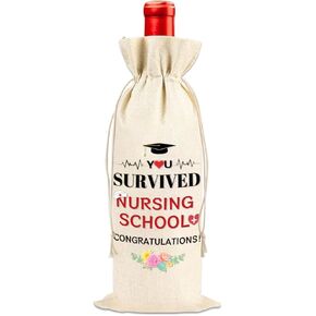 Nurse Wine Bag Survived Nursing School Wine Bag Nursing Graduation Gifts for Her Nursing School Graduates Gift Nurse Week Appreciation Gift Nursing School Graduation Party Supplies