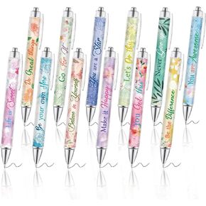 MALOKI 12 Pcs Pretty Cute Floral Pens for Women Girls Fancy Flower Ballpoint Pens Smooth Writing Retractable Black Ink Fun Aesthetic Journaling Pens for School Office Party Supplies
