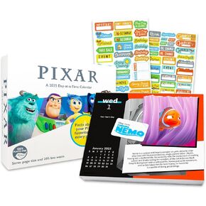 Disney Pixar Calendar 2025 - Deluxe 2025 Disney Pixar Animated Movies Day to Day Box Calendar Bundle with Over 100 Calendar Reminder Stickers (Pixar Animation Gifts, Office Supplies)