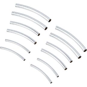 PH Pandahall 220pcs Noodle Tube حبات 4 أحجام الفضة الطويلة المنحنية شعيرية حبات أنبوب النحاس الفواصل لسباق سوار معصم DIY قرط المجوهرات (50 ملم ، 40 ملم ، 25 ملم)