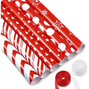 Marspark Christmas Wrapp Wrapp Leaves ، 6 أوراق عيد الميلاد لف ورقة النفاد الورقية النجوم جولة النقطة النقطة