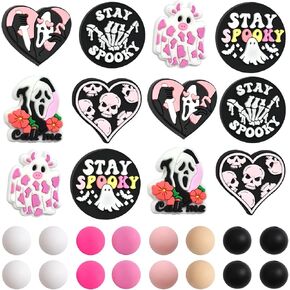 36 PCS Halloween Silicone Beads Beads - حبات السيليكون البؤري لسلسلة المفاتيح والقلاع والسوار
