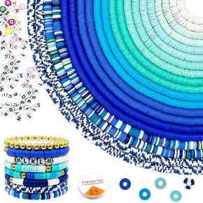 3600 pcs 10 خيوط 10 ألوان طين الطين مجموعة من طقم صنع سوار ، حبات البوليمر الطينية 6 مم ، خرز الحجر الأسود فينيل لصنع المجوهرات ، الخرز المسطح ، أساور DIY ، الأقراط ، القلادات (حبات الباستيل)