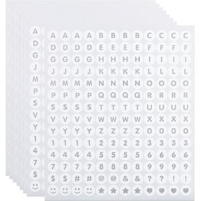 1344 Pieces Small Letter Number Stickers, 0.5 Inch Capital Alphabet Numbers Punctuation Stickers for Scrapbook,Crafting - White