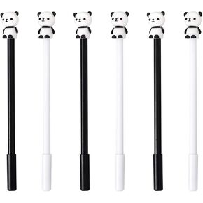 JKJF 6 Pcs Panda Rollerball Pens Cute Panda Gel Ink Pen Creative Panda Writing Pen Cartoon Animal Pen for School Office Stationery Writing Supplies - 0.5mm Black