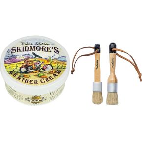 Skidmore's Riker Edition Leather Cream + Featherline Applicatator Brushes