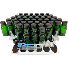 PIPIBA 48Pack 1/2oz(15ml) Boston Glass Bottle. Essential Oil Bottle With Lid. For Perfume, Aromatherapy, Lab Refillable Sample Vials (Amber)