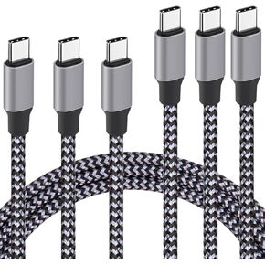 USB C Charger Cable, New Nylon Braided USB C to USB C Cable 3PACK 6FT Type C PD 60W Fast Charging for iPhone 15/15 Pro/15 Plus/15 Pro Max/iPad Pro Air Mini/Samsung S23/Note 20/10/Pixel