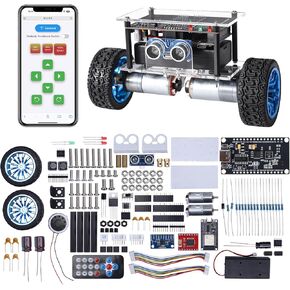 Mioyoow Self-Rannancing RC Car Kit ، Ultrasonic Orvance Druckance Robot Car Soldering Kit Diy Robotic Smart Car Electronic Project
