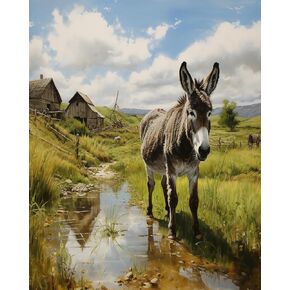 OKSGYTA CANVAS الطلاء بأرقام أرقام للبالغين ، Darm Animal Donkey ، DIY KIT للبالغين صورة زيت الأكريليك صورة للتلوين بأرقام ، 40x50 سم