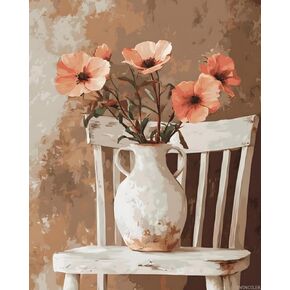 SVINOILER Vase Chair Paint by Numbers Kit, Flower Paint by Numbers for Adults, Acrylic Paint by Number Kits, Scenery Paint by Number on Canvas Without Frame 20x16 Inch