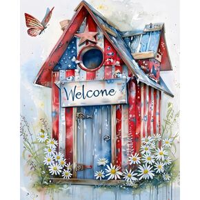 Zuvrdiai American Flag Paint by Numbers Log Log House Butterfly DIY Digital Digital Paint