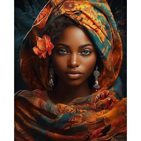 Zuvrdiai African American الطلاء بأرقام للبالغين ، واللوحة الزيتية الأكريليك بأرقام أرقام للمبتدئين مع فرشاة فرشاة الطلاء القماش للفنون للمنزل 16 × 20 بوصة