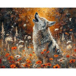 QACEYID Paint by Number, Howling Lone Coyote, Adult Crafts Adults' Paint by Number Kits, Room Decor Gift for Birthday Festival 16x20 inch