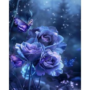 طلاء Svinoiler Blue Rose بواسطة أرقام أرقام للبالغين ، والطلاء حسب القماش ، واختبار مجموعات الطلاء بالزيت الرقمي للفن الرقمي المناسبة لهدية تزيين الجدار المنزلي 20 "x16"