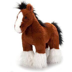 حديقة حيوانات Petting Standing Clydesdale Horse Plushie Plushie ، هدايا للأطفال ، حيوانات Onez Onez Barnyard ، لعبة بنية للخيول الفخمة ، 12 بوصة