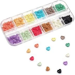 Tiny Plastic Buttons 4mm 2 Hole Mini Resin Round Button for Dolls Clothing Sewing Accessories DIY Hand Sewing AIDS Doll Clothes (4mm/Heart-Shaped, 12 Colors Mixed 600pcs)