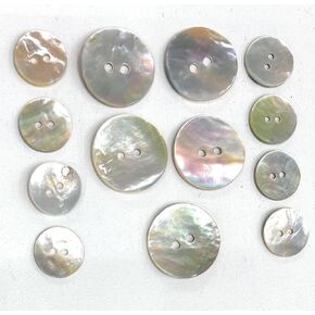 Premium Natural Agoya Shell Round Buttons, 2-HoleOcean Pearl Buttons Set- Suits, Dreses (Natural Iridescent Pearly, 6 Pcs 3/4'' 2 Hole)