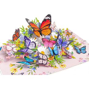 T4s - Butterfly Mothers Day Card for Mom, 6x8 Inch Pop up Mothers Day Card for Wife, Daughter, Grandma, Mother's Day Pop Up Cards from Son, Husband, Butterfly Birthday Cards for Women.
