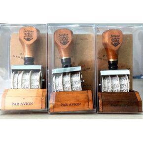 Sun Kea Roller Date Stamp Retro Seals Huchice Duty مع مقبض وقاعدة خشبية (لون عشوائي)