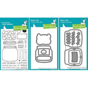 Lawn Fawn - How You Bean? - Clear Stamp & Dies Set - Includes One Stamp & Two Dies - Bundle Of 3