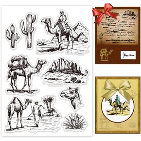 Globleland Desert Clear Clear Stamps للبطاقات التي تصنع جمل الصبار ختم ختم ختم شفاف لـ DIY Scrapbooking Photo Album Journal Home Decoration