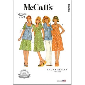 فستان Miccall's Vintage لعام 1970 من فستان Misses المرتفع ، والبلوز والطرب العلوي من نمط الخياطة من Laura Ashley ، ورمز التصميم M8570 ، 16-18-20-22-24 ، متعدد الألوان ، متعدد الألوان