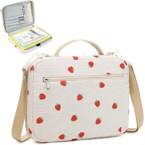 Strawberry Bible Case for Women Girls with Detachable Shoulder Strap and Durable Handle, Bible Protective Bag with Multi-Pockets