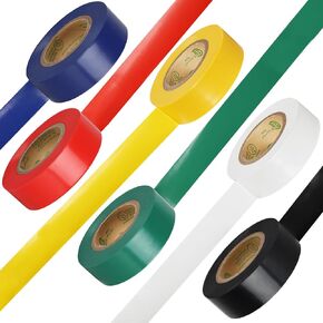 Colored Electrical Tape, UL Approved, 6 Pack Colored Electrical Tape Assortment, 0.7in X 33ft Industrial Grade Electrical Insulating Tape, Electric Tape for Improvement Electrical Equipment