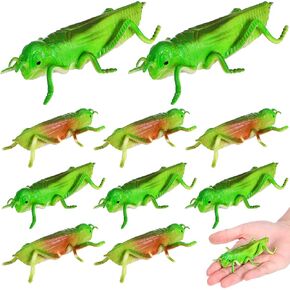 10Pcs Plastic Grasshoppers Toys for Kids Plastic Figures Toys Fake Bugs Easter Party Favors Green Grasshoppers Toys for Themed Party Children