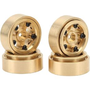 4Pcs 1.3 Inch Beadlock Wheel Rims for FCX24 1/18 1/24 Scale Crawler Car, Aluminum Alloy Brass Weighted Wheel Hub, Easy to Install and Disassemble, Metal Beadlock Wheels Rims
