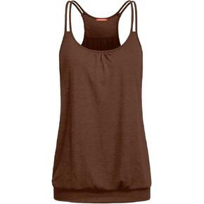 NEWMEEN Women's Scoop Neck Spaghetti Strap Racerback Sports Cami Tank Tops