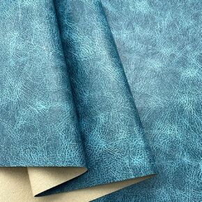 Soft Smooth Distressed Upholstery Synthetic Leather 16"x54"(41x137cm) Crazy Horse Marine Vinyl Faux Leather Upholstery Fabric Vintage Vegan Faux Leather for DIY Sewing Crafts (Blue)