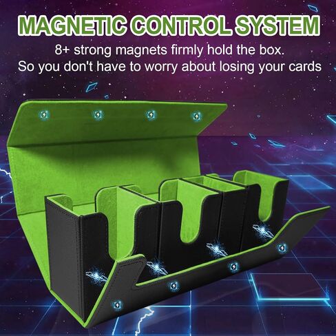 Card Deck Box for MTG, 4-in-1 Storage Box With Dice Tray Trading, Storage Box for 300+ Sleeveless Cards, Magic Commander Sports Trading Deck Boxes (Green) in Saudi Arabia