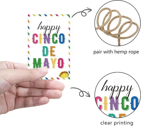 Aukolass 50PCS Fiesta Gift Tags, Thank You Tags for Mexican Themed Party Favors and Taco Bout Party Decorations-Double-sided (Black) in Kuwait
