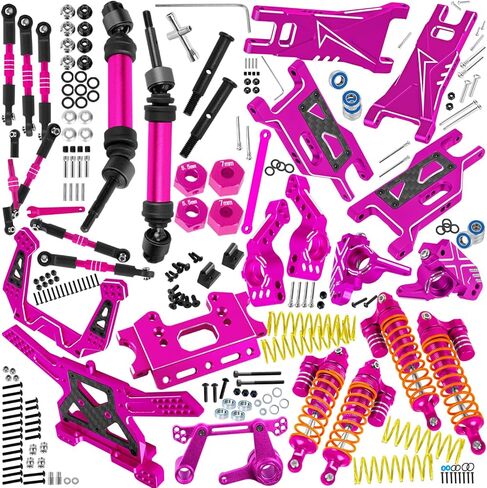 RC Upgrades Part for 1/10 Rustler Stampede (VXL) 2WD,A-Arm,Shock,Drive Shaft,Caster Block,Steering Blocks,Stub Axle Carriers,Steering Bellcranks,Links,Shock Tower,Front Bulkhead,Pink in Saudi Arabia