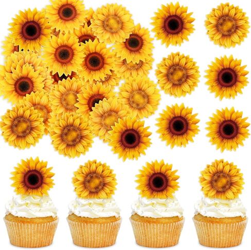 24pcs زخارف وايلد فلاور كب كيك أعلى الأقطار البرية زخارف حفلة عيد ميلاد الفتاة اختيارات عيد ميلاد زخارف كعكة للاستحمام الطفل لوازم حفلات الذكرى السنوية in Kuwait