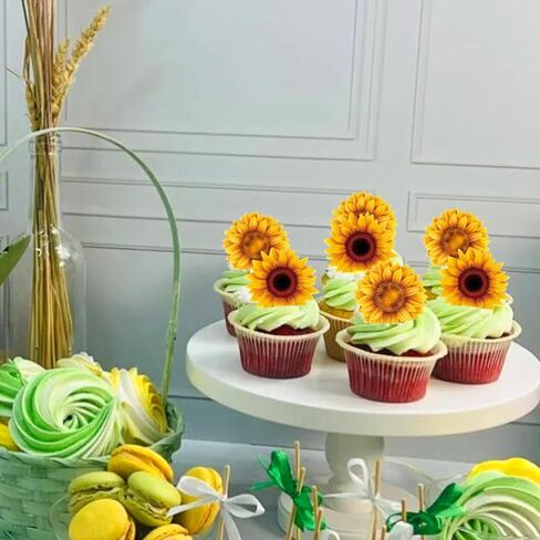 24pcs زخارف وايلد فلاور كب كيك أعلى الأقطار البرية زخارف حفلة عيد ميلاد الفتاة اختيارات عيد ميلاد زخارف كعكة للاستحمام الطفل لوازم حفلات الذكرى السنوية in Kuwait