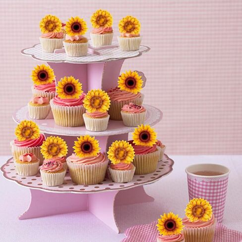 24pcs زخارف وايلد فلاور كب كيك أعلى الأقطار البرية زخارف حفلة عيد ميلاد الفتاة اختيارات عيد ميلاد زخارف كعكة للاستحمام الطفل لوازم حفلات الذكرى السنوية in Kuwait