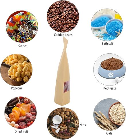 100pcs 3.5 x 5.5 inch Kraft Paper Treat Bags with Window Ziplock Stand Up Pouches for Food Storage Cookies Snacks Tea Packing in Saudi Arabia