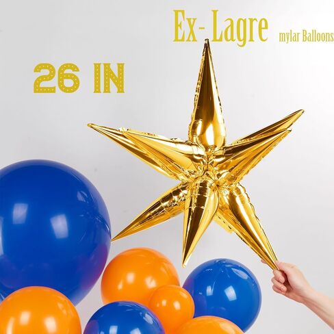 Orange and blue Graduation Balloon Garland Arch Kit with foil star crown graduation cap balloons for School students graduate class of 2025 Prom Party Decorations (Royal Blue Orange) in Kuwait