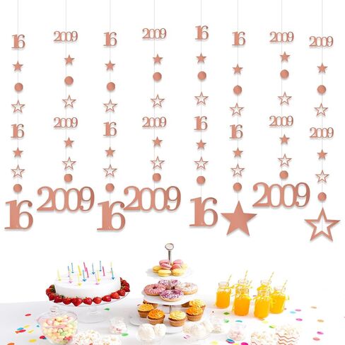 Rose Gold 13th Decortations for Girls ، Supplies Banner Party Supplies ، رقم 2012 Polka Dot Glitter Farkling Farming for 13th Birthdy Party Decoration in Kuwait