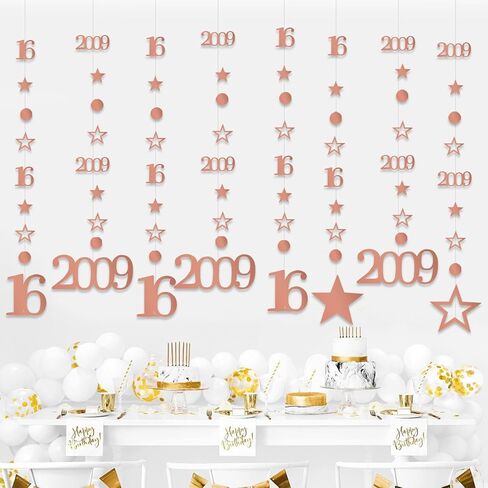Rose Gold 13th Decortations for Girls ، Supplies Banner Party Supplies ، رقم 2012 Polka Dot Glitter Farkling Farming for 13th Birthdy Party Decoration in Kuwait