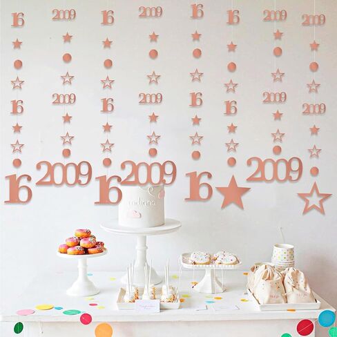 Rose Gold 13th Decortations for Girls ، Supplies Banner Party Supplies ، رقم 2012 Polka Dot Glitter Farkling Farming for 13th Birthdy Party Decoration in Kuwait