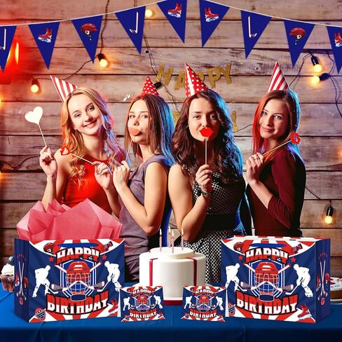 Hockey Birthday Gift Bag for Boys Girls Kids Teens Large Hockey Party Favor Gift Bag with Hockey Birthday Wrapping Paper Card for Sport Themed Hockey Bday Decorations Party Supplies in Kuwait